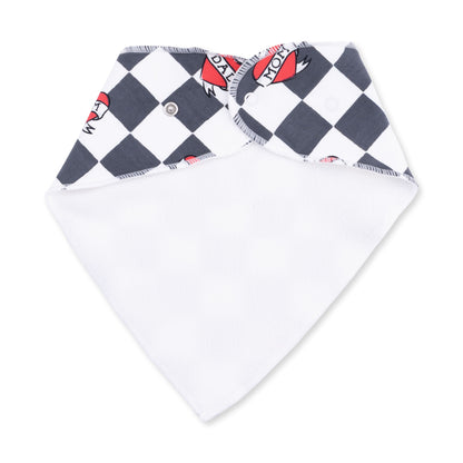 Heart Tattoo Check Black - Bandana Bib