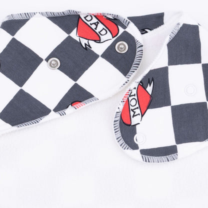 Heart Tattoo Check Black - Bandana Bib