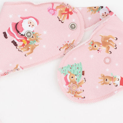 Vintage Reindeer & Santa Pink - Bandana Bib