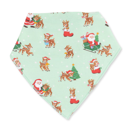 Vintage Reindeer & Santa Uni - Bamboo - Bandana Bib