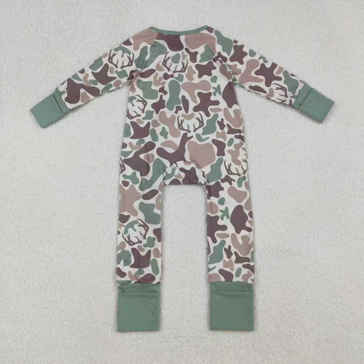 Sibling Baby Boys Deer Camo Hunting Pajamas Set Zip Romper Hoodies Top Blanked