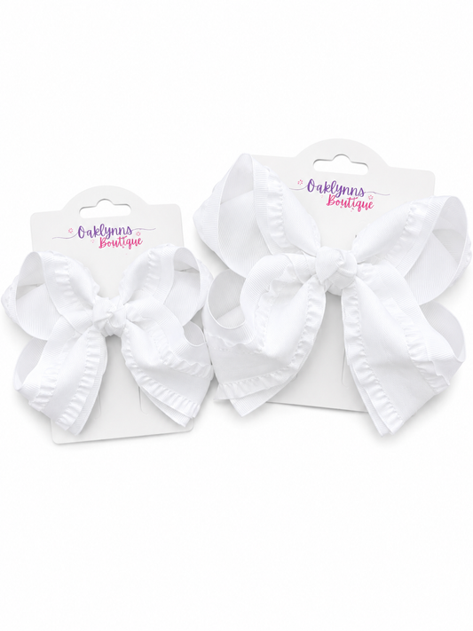 White Boutique Hair Bow Ruffle