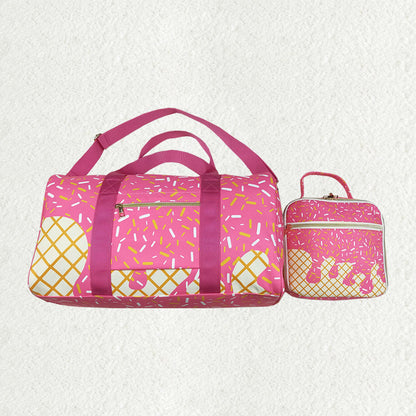 Sibling Pink Ice Cream Drip Zipper Gym Bags Lunch Box