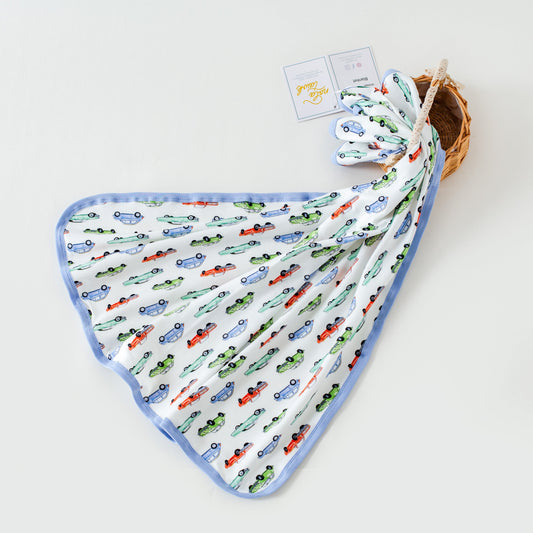 Vintage Road Trip Cotton Baby Blanket