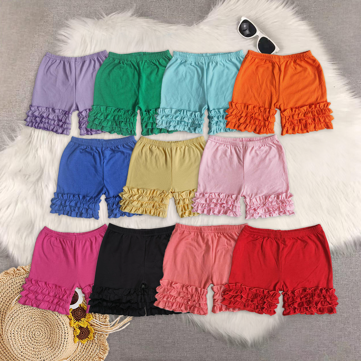 Sibling Baby Girls Summer Icing Ruffle Shorts