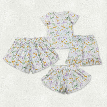 Mama and Me Mardigras Bows Yoga Active Shorts Bottoms