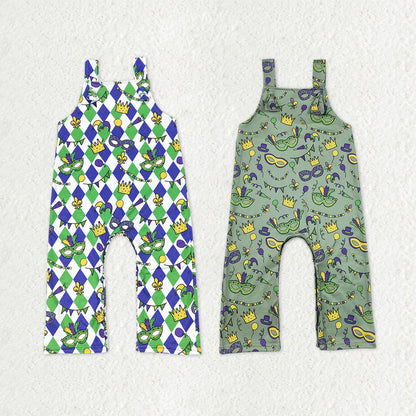 Sibling Baby Boys Mardigras Footie Rompers