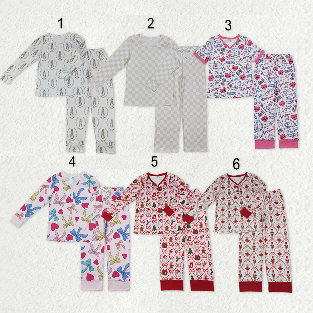 Sibling Adult Women Long Sleeve Bows Santa Pants Pajamas Sets