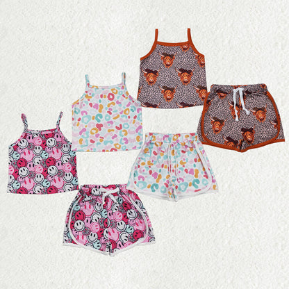 Sibling Baby Girls Summer Straps Shirts Shorts Clothes Sets