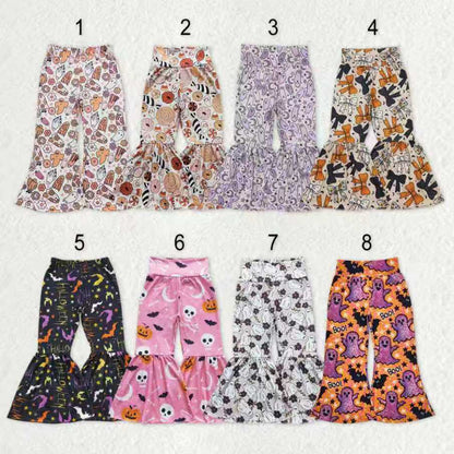 Sibling Baby Girls Halloween Ghosts Candy Bell Bottom Pants