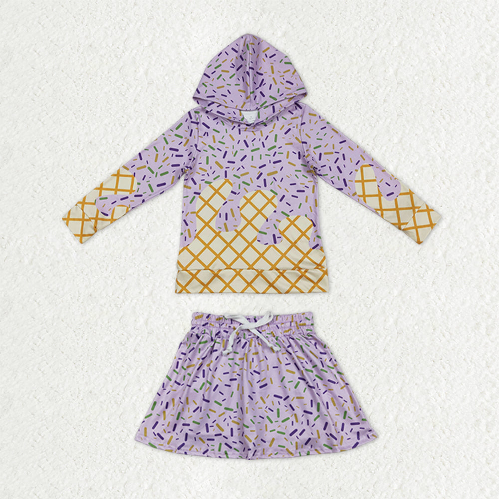 Sibling Baby Kids Lavender Sprinkles Drip Hoodies Skirt Shorts Team Clothes Sets