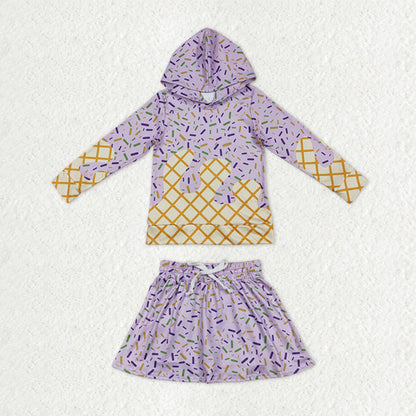 Sibling Baby Kids Mardigras Sprinkles Drip Hoodies Skirt Shorts Team Clothes Sets