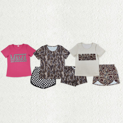 Sibling Adult Women Short Sleeve Tops Shorts Pajamas Sets