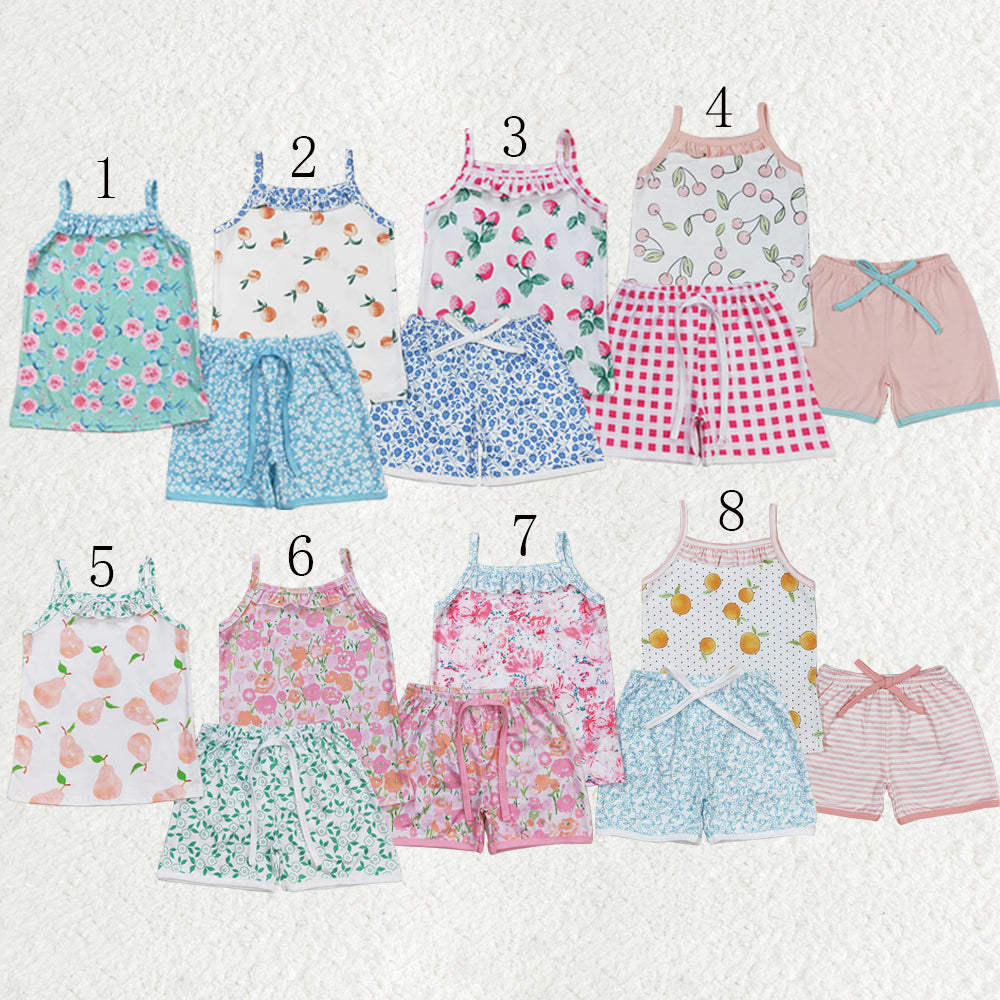 Sibling Baby Girls Straps Floral Top Shorts Summer Clothes Sets