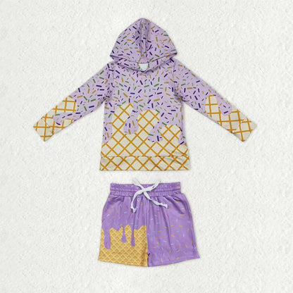 Sibling Baby Kids Lavender Sprinkles Drip Hoodies Skirt Shorts Team Clothes Sets