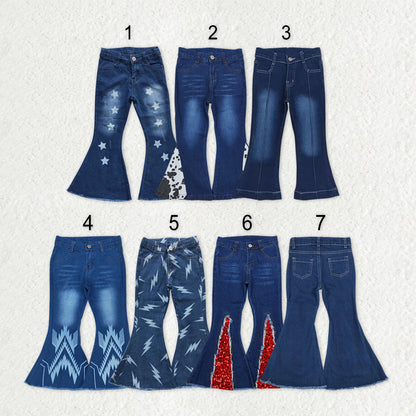 Sibling Baby Girls Hot Blue Bell Bottom Denim Pants Jeans