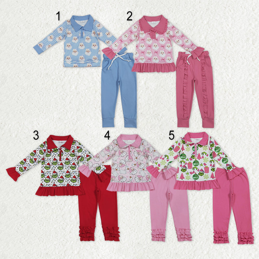 Sibling Baby Boys Girls Santa Grin Pullovers Top Leggings Pants Christmas Clothes Sets