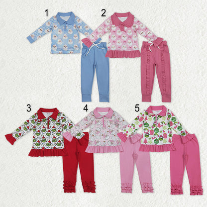 Sibling Baby Boys Girls Santa Grin Pullovers Top Leggings Pants Christmas Clothes Sets