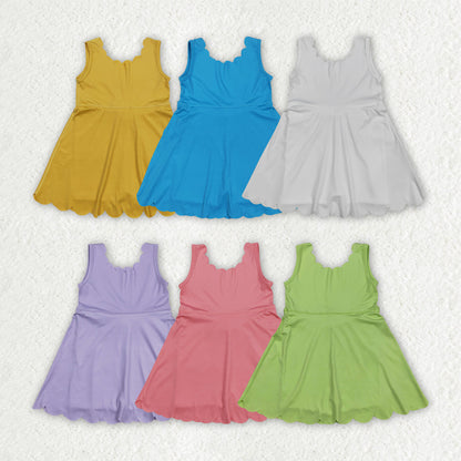 Sibling Baby Girls Sleeveless Activity Wear Yoga Ruffle Knee Length Dresses