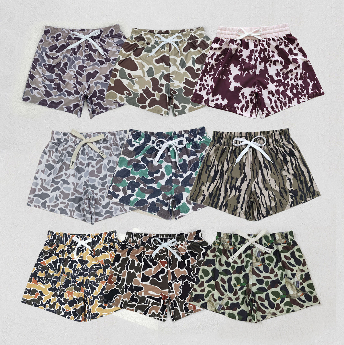 Sibling Baby Boys Western Camo Print Summer Trunks Swimsuits Swimwear