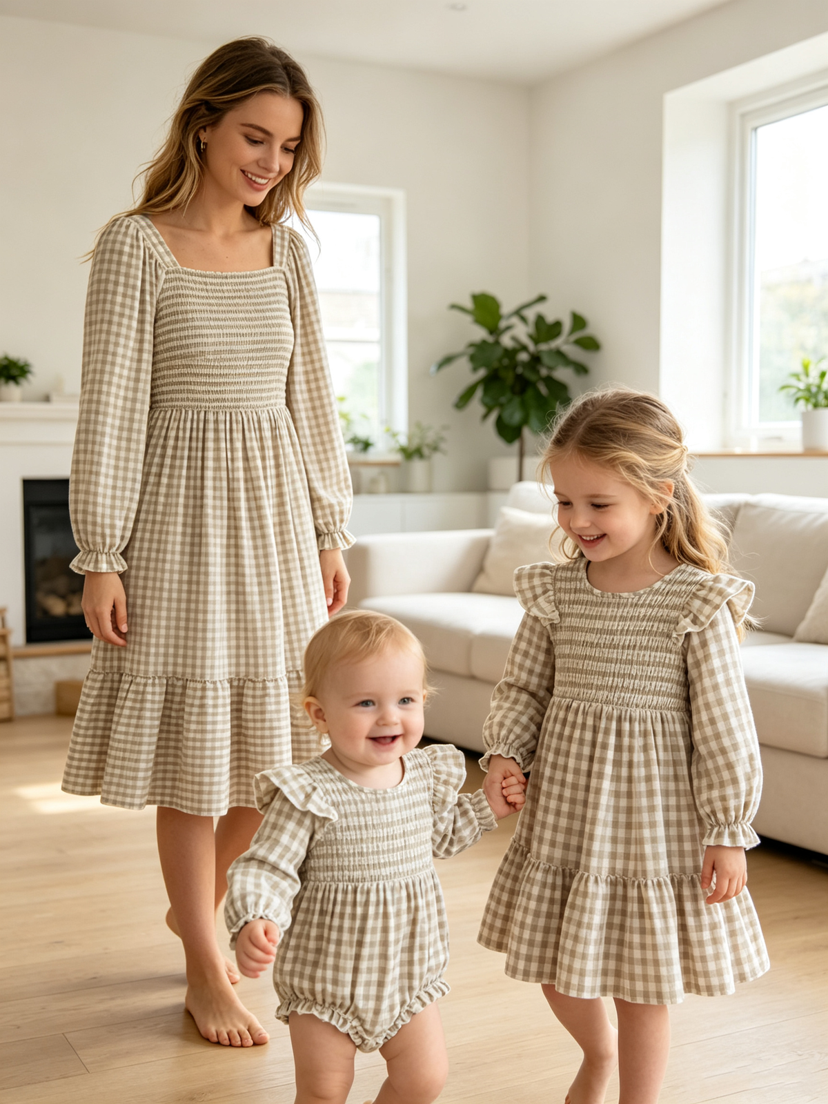 Mommy & Me Fall Plaid Dresses & Baby Bubble