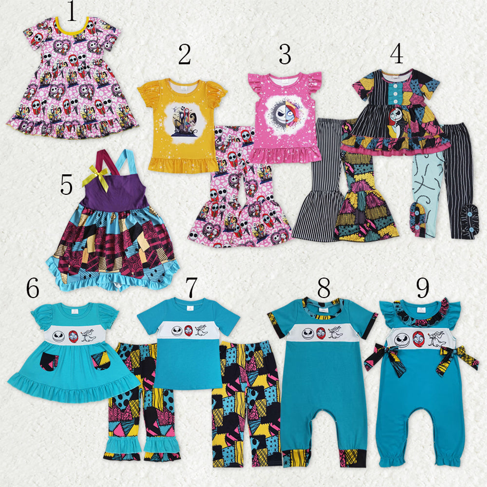 Sibling Baby Boys Girls Nightmare Halloween Clothes Sets Footie Rompers Knee Length Dresses