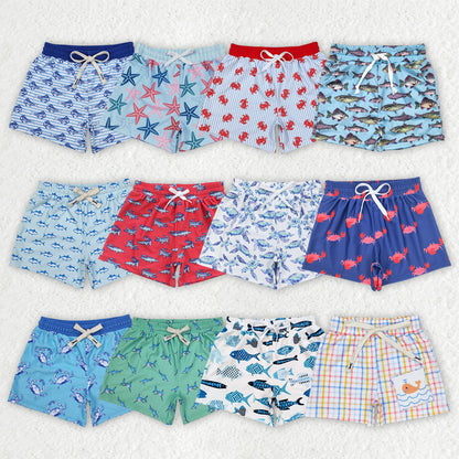 Sibling Baby Boys Summer Crab Fishes Trunks Swimsuits Swimwear