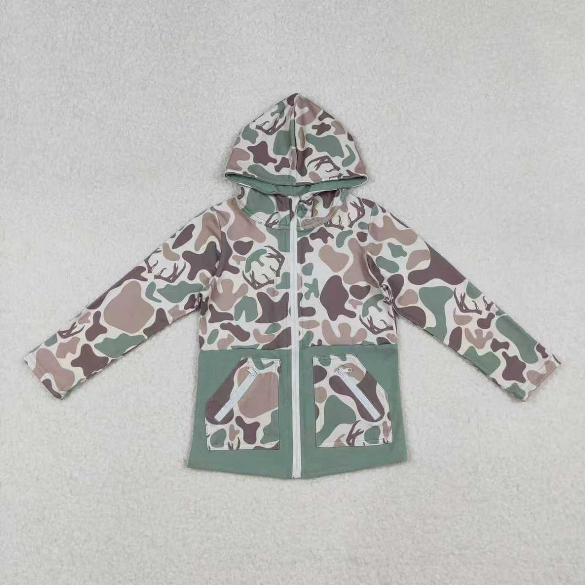 Sibling Baby Boys Deer Camo Hunting Pajamas Set Zip Romper Hoodies Top Blanked