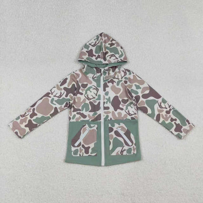 Sibling Baby Boys Deer Camo Hunting Pajamas Set Zip Romper Hoodies Top Blanked