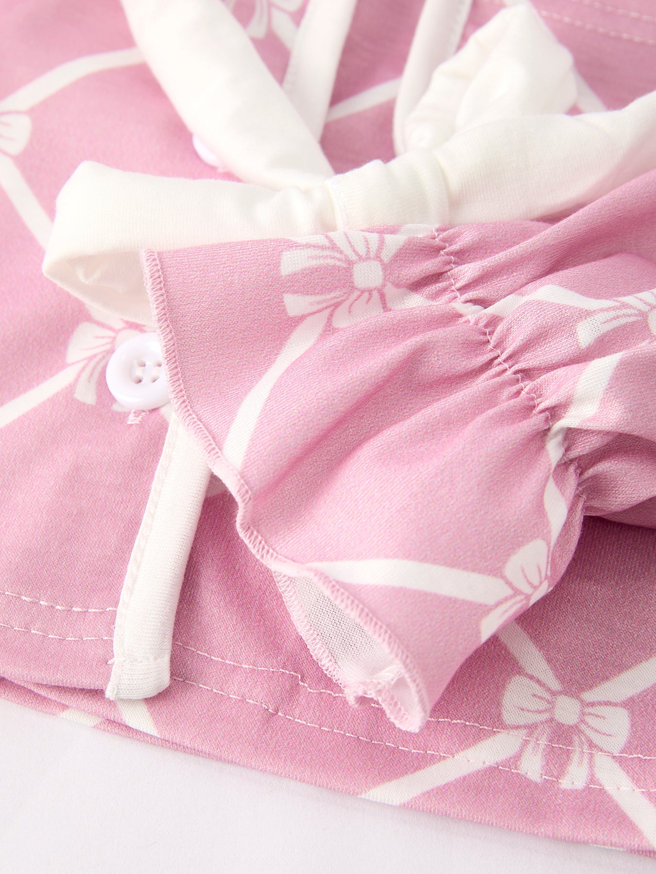 Mommy & me Autumn Check Bow Girls Lapel Pajamas