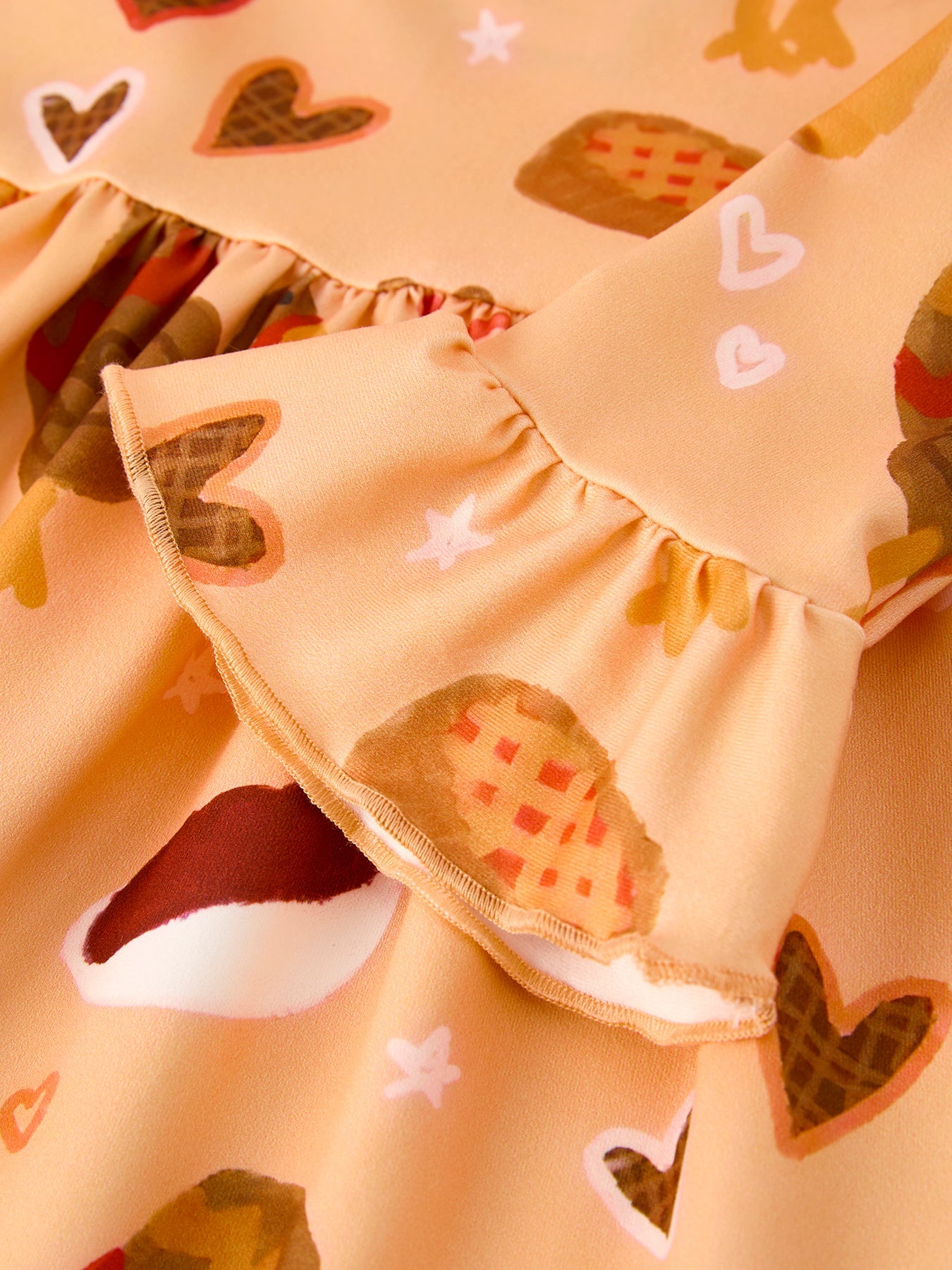 Thanksgiving Day Turkey Pie Print Ruffle Sleeve Dress