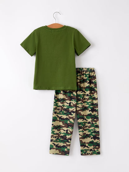 Camouflage Duck Smocking Embroidery Boys Outfit