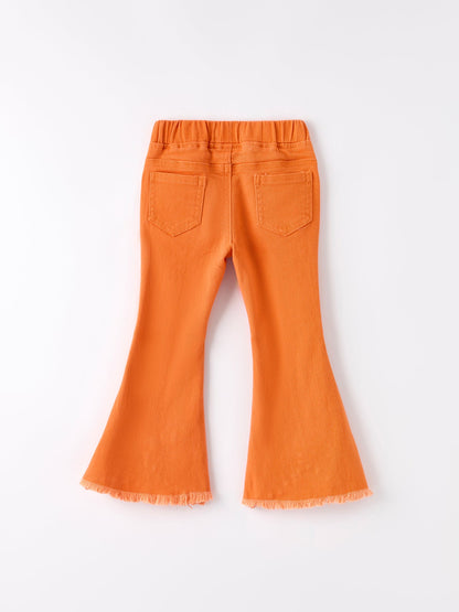 Orange Flared Elastic Jeans