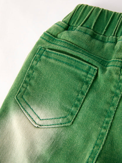 Green Flared Elastic Jeans