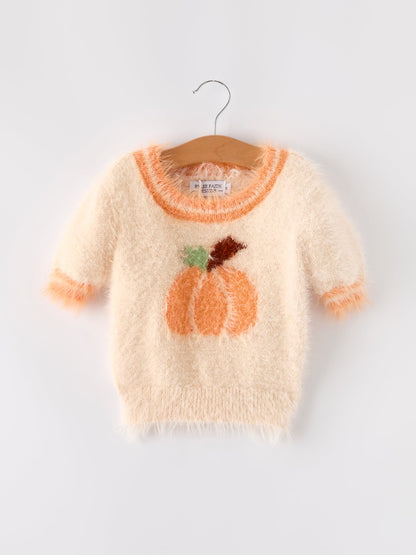 Fall Pumpkin Orange Girls Pullover Sweater