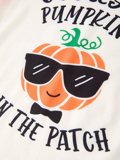 Thanksgiving Pumpkin Letters Print Long Sleeve Boys Top