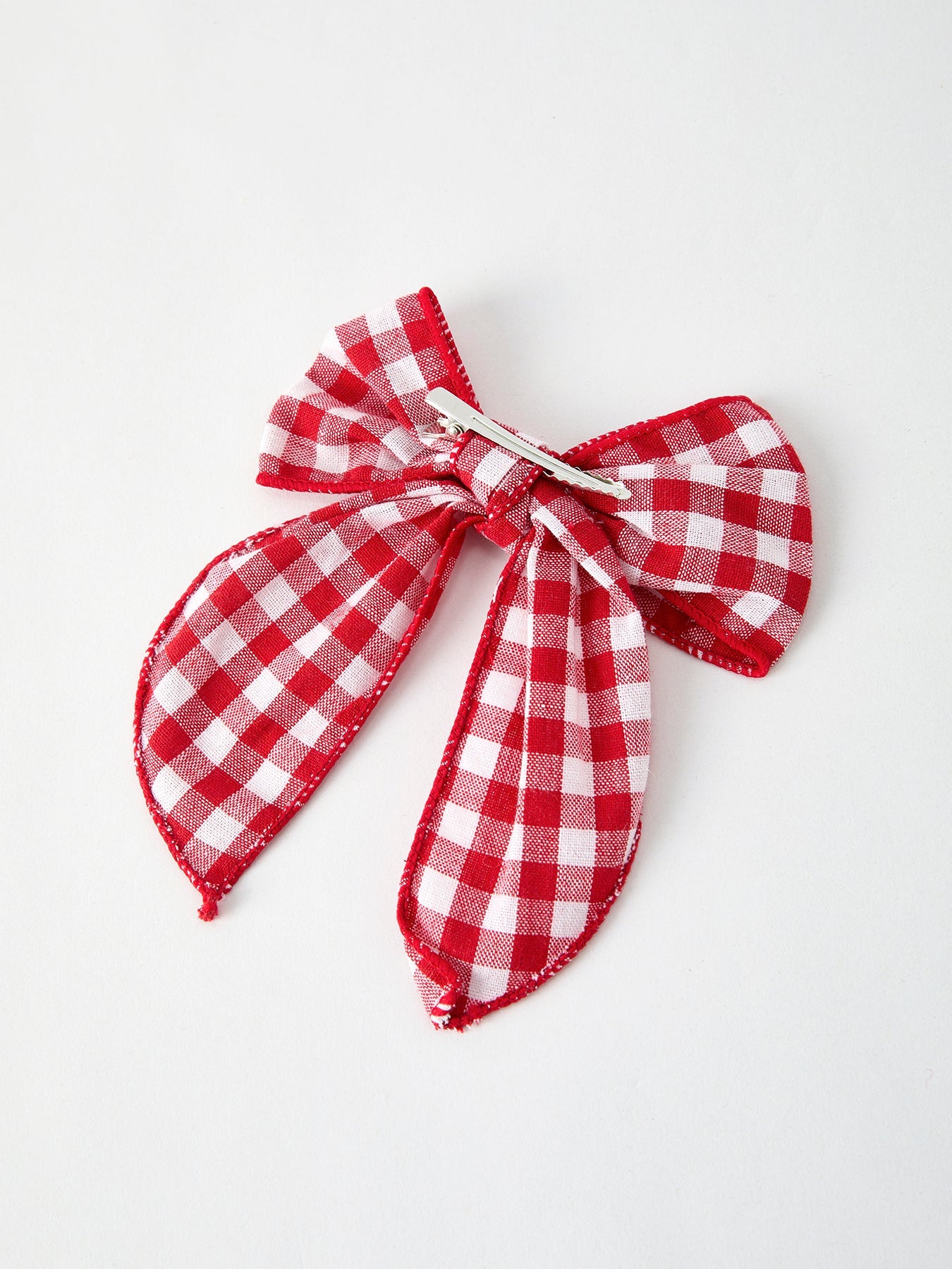 Christmas Red and White Plaid Bow 5 Inch Hairpin