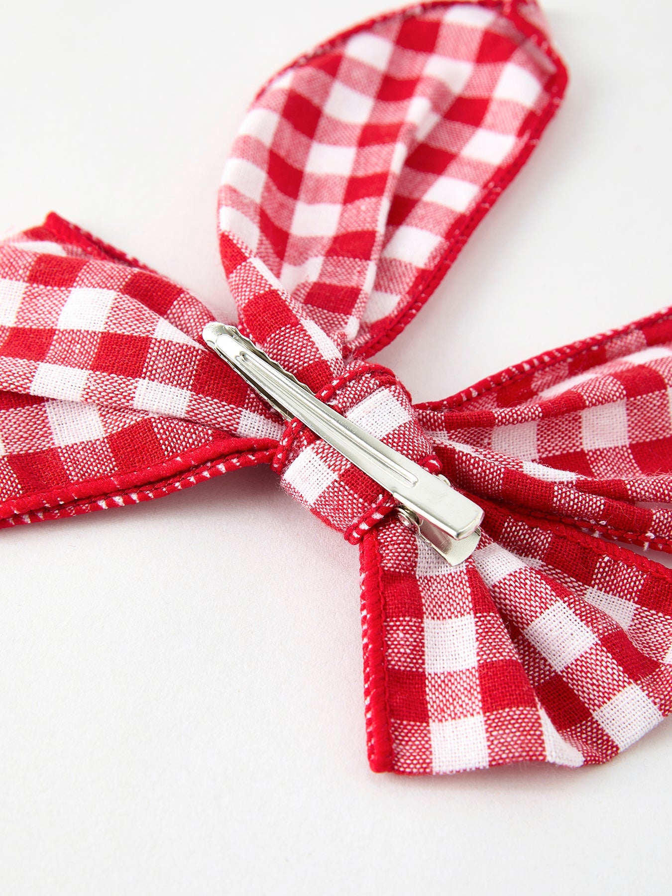 Christmas Red and White Plaid Bow 5 Inch Hairpin