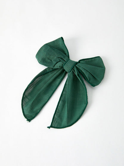 Christmas Dark Green Bow 5 inch Hairpin