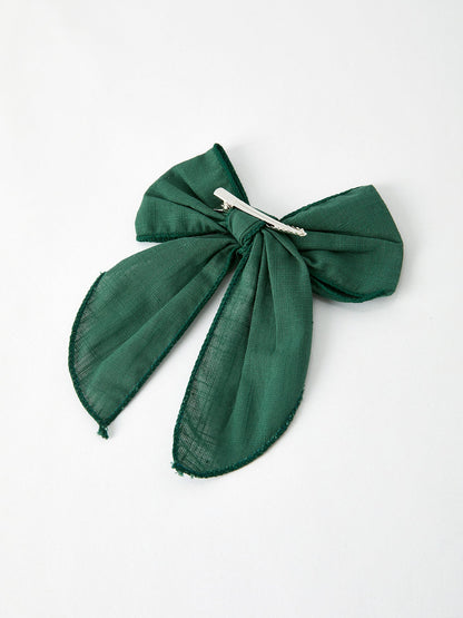 Christmas Dark Green Bow 5 inch Hairpin