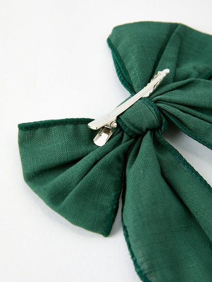 Christmas Dark Green Bow 5 inch Hairpin