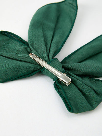 Christmas Dark Green Bow 5 inch Hairpin