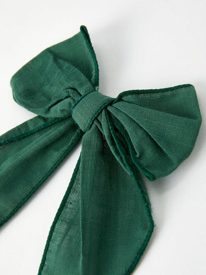 Christmas Dark Green Bow 5 inch Hairpin