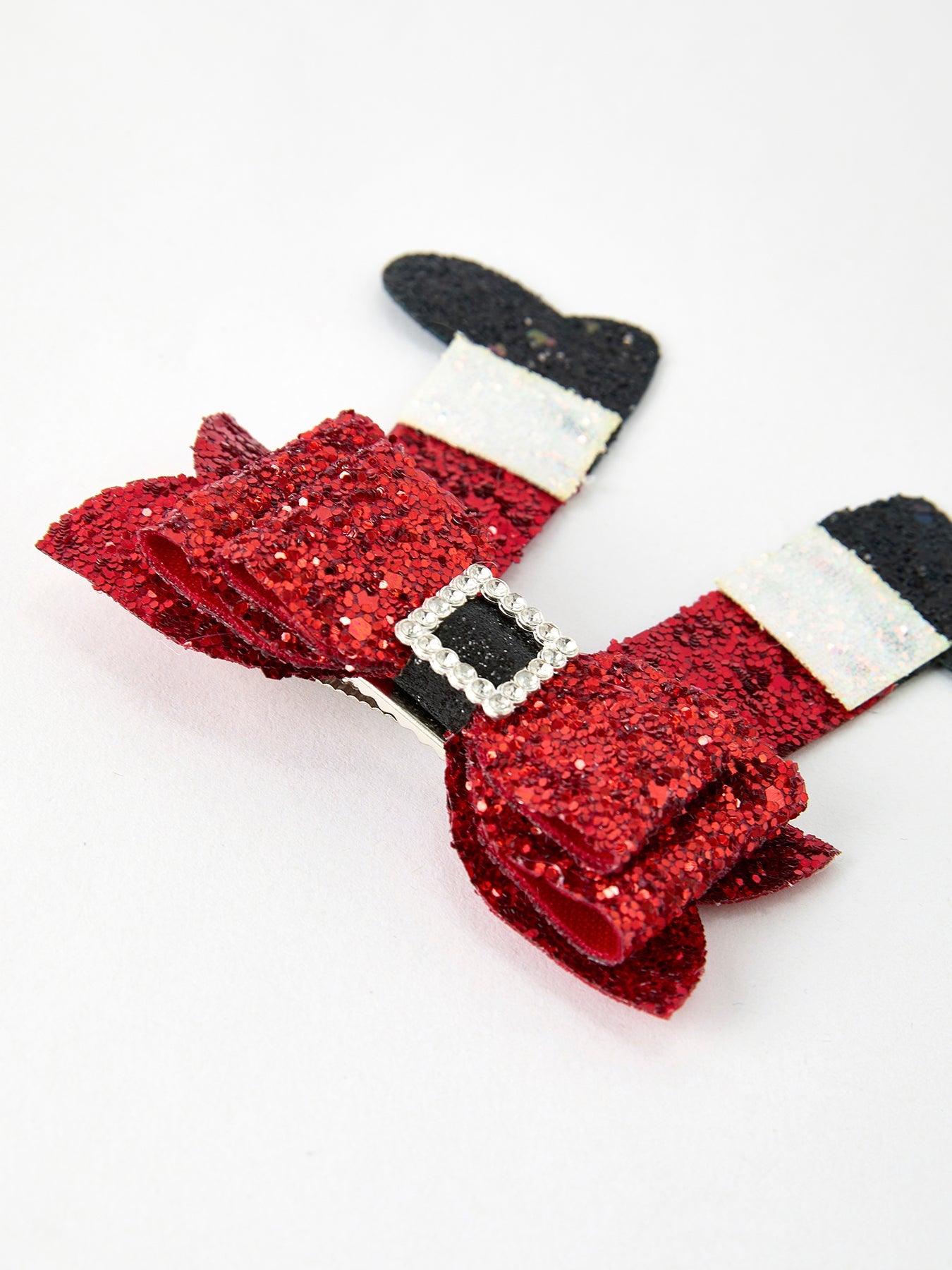 Christmas Red Sequined Zirconia Bow Hairpin