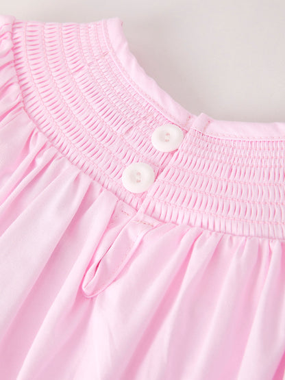 Fall Halloween Pink Spider Pumpkin Ghost Smock Embroidery Girl Dress