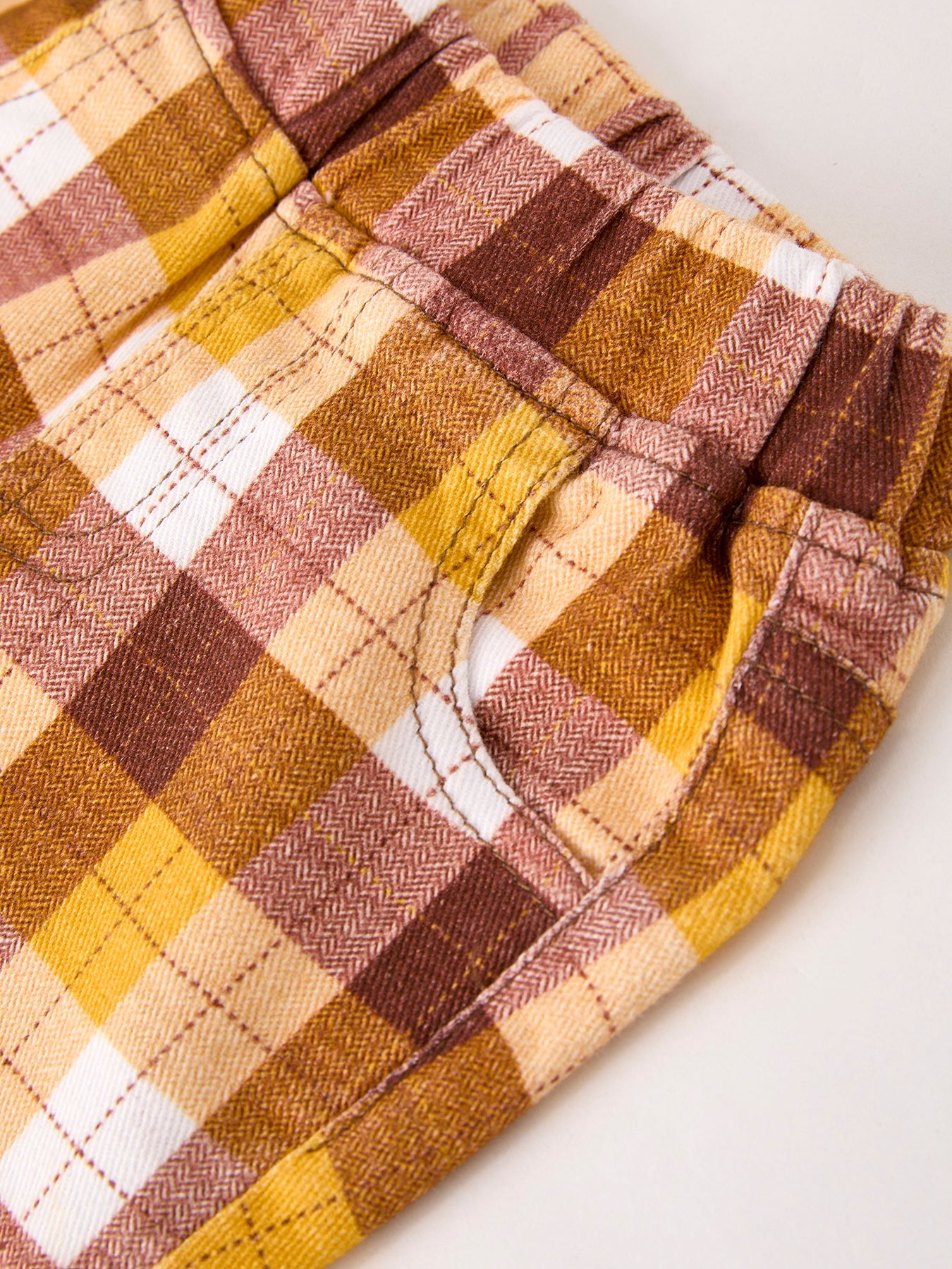 Fall Thanksgiving Brown Plaid Bow Trousers