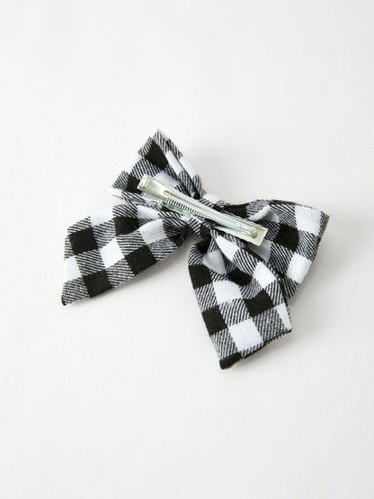 Winter Christmas Plaid Bow Hair Clip