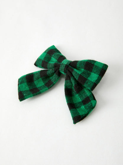 Winter Christmas Plaid Bow Hair Clip