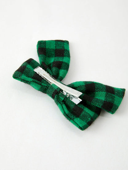 Winter Christmas Plaid Bow Hair Clip