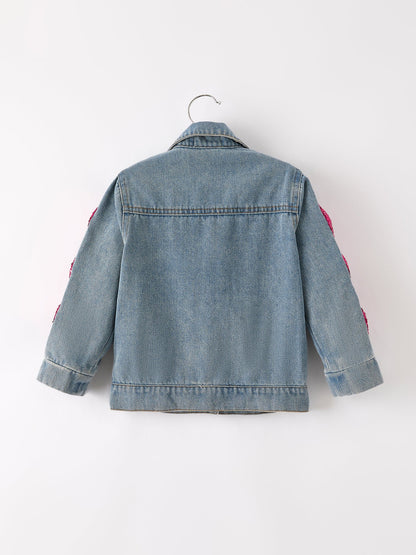 Girls Autumn Denim Sequined Jacket Top